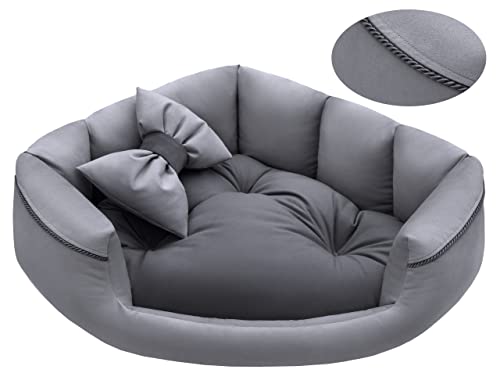 Salla Bett für Hunde & Katzen, Eckbett, Waschbares Hundebett, Kuschelbett für Haustiere, Flauschig & Kuschlig, Kuschelkörbchen mit Kissen, Katzenbett mit Kissen in Schleifenform, Grau, 70x70 cm Salla Bett für Hunde & Katzen, Eckbett, Waschbares Hundebett, Kuschelbett für Haustiere, Flauschig & Kuschlig, Kuschelkörbchen mit Kissen, Katzenbett mit Kissen in Schleifenform, Grau, 70x70 cm von Salla