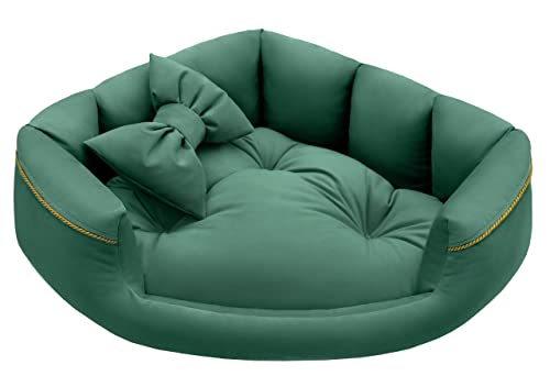 Salla Bett für Hunde & Katzen, Eckbett, Waschbares Hundebett, Kuschelbett für Haustiere, Flauschig & Kuschlig, Kuschelkörbchen mit Kissen, Katzenbett mit Kissen in Schleifenform, Grün, 60 x 60 cm Salla Bett für Hunde & Katzen, Eckbett, Waschbares Hundebett, Kuschelbett für Haustiere, Flauschig & Kuschlig, Kuschelkörbchen mit Kissen, Katzenbett mit Kissen in Schleifenform, Grün, 60 x 60 cm von Salla