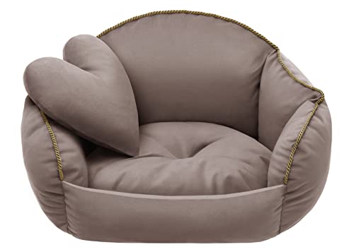 Salla Bett für Hunde & Katzen, Waschbares Hundebett, Kuschelbett für Haustiere, Flauschig & Kuschlig, Haustierbett, Kuschelkörbchen mit Kissen, Herzkissen mit Katzenbett, Beige, 65 x 55 cm Salla Bett für Hunde & Katzen, Waschbares Hundebett, Kuschelbett für Haustiere, Flauschig & Kuschlig, Haustierbett, Kuschelkörbchen mit Kissen, Herzkissen mit Katzenbett, Beige, 65 x 55 cm von inoin