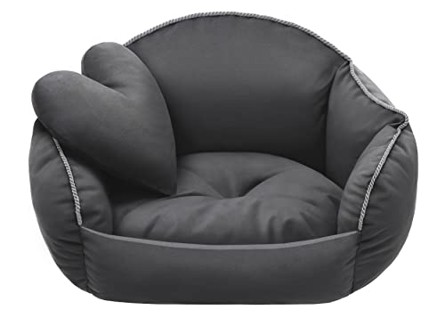 Salla Bett für Hunde & Katzen, Waschbares Hundebett, Kuschelbett für Haustiere, Flauschig & Kuschlig, Haustierbett, Kuschelkörbchen mit Kissen, Herzkissen mit Katzenbett, Graphit, 65 x 55 cm Salla Bett für Hunde & Katzen, Waschbares Hundebett, Kuschelbett für Haustiere, Flauschig & Kuschlig, Haustierbett, Kuschelkörbchen mit Kissen, Herzkissen mit Katzenbett, Graphit, 65 x 55 cm von inoin