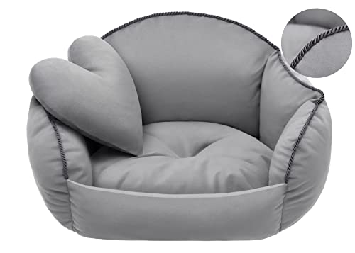 Salla Bett für Hunde & Katzen, Waschbares Hundebett, Kuschelbett für Haustiere, Flauschig & Kuschlig, Haustierbett, Kuschelkörbchen mit Kissen, Herzkissen mit Katzenbett, Grau, 65 x 55 cm Salla Bett für Hunde & Katzen, Waschbares Hundebett, Kuschelbett für Haustiere, Flauschig & Kuschlig, Haustierbett, Kuschelkörbchen mit Kissen, Herzkissen mit Katzenbett, Grau, 65 x 55 cm von inoin