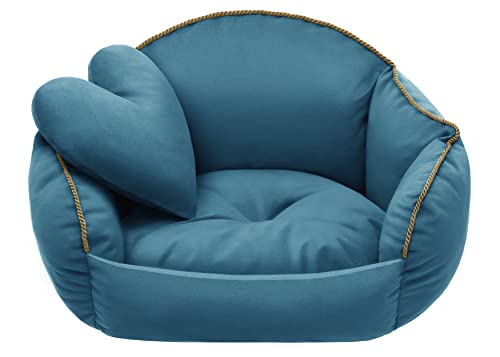 Salla Bett für Hunde & Katzen, Waschbares Hundebett, Kuschelbett für Haustiere, Flauschig & Kuschlig, Haustierbett, Kuschelkörbchen mit Kissen, Herzkissen mit Katzenbett, Seefarbe, 50 x 40 cm Salla Bett für Hunde & Katzen, Waschbares Hundebett, Kuschelbett für Haustiere, Flauschig & Kuschlig, Haustierbett, Kuschelkörbchen mit Kissen, Herzkissen mit Katzenbett, Seefarbe, 50 x 40 cm von inoin