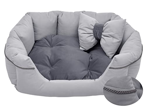 Salla Bett für Hunde & Katzen, Waschbares Hundebett, Kuschelbett für Haustiere, Flauschig & Kuschlig, Kuschelkörbchen mit Kissen, Katzenbett mit Kissen in Schleifenform, Grau/Graphit, 70 x 55 cm Salla Bett für Hunde & Katzen, Waschbares Hundebett, Kuschelbett für Haustiere, Flauschig & Kuschlig, Kuschelkörbchen mit Kissen, Katzenbett mit Kissen in Schleifenform, Grau/Graphit, 70 x 55 cm von Salla