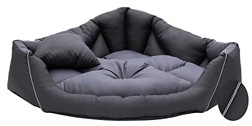Salla Hundebett, Eckbett, wasserdichte und Kratzfeste Liegematte für Hunde, Pflegeleicht & Schmutzabweisend, Handgenähtes Hundekissen, Hundebett mit Kissen, Graphit/Grau, 80 x 80 cm Salla Hundebett, Eckbett, wasserdichte und Kratzfeste Liegematte für Hunde, Pflegeleicht & Schmutzabweisend, Handgenähtes Hundekissen, Hundebett mit Kissen, Graphit/Grau, 80 x 80 cm von Guoml