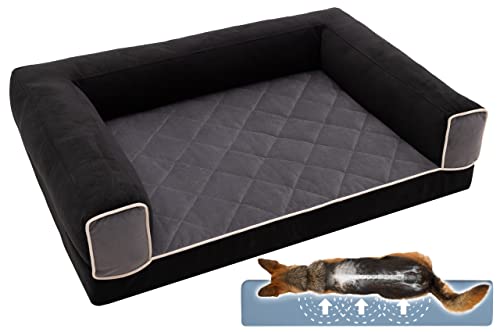 Salla Hundebett, Orthopädisches Bett für Hunde, Waschbares Hundesofa mit Abnehmbarem Bezug, Hundematratze, für Haustiere, Haustierbett, Hundecouch, 80 cm x 60 cm, Schwarz von Salla