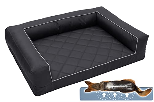 Salla Hundebett, Orthopädisches Bett für Hunde, Waschbares Hundesofa mit Abnehmbarem Bezug, Hundematratze für Haustiere, Haustierbett, Tierbett, Hundecouch, 80 cm x 60 cm, Graphit von Salla