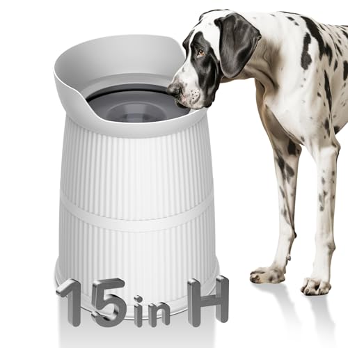 Salodal Erhöhter Hundenapf, groß, 39,1 cm hoch, erhöhter Ständer, 4,4 l, kein Verschütten, Edelstahlnapf, verstellbar, kippsicher, rutschfest, Wasserspender für große, mittelgroße Haustiere von Salodal