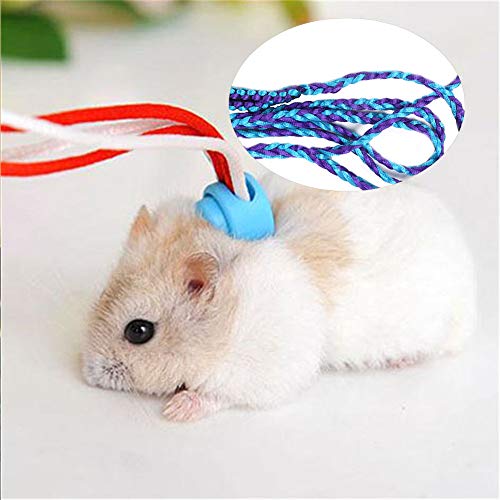 Hamster Leine Nylon Geflochtenes Halsband No Harm Small Bell Hamster Geschirr für Eichhörnchen Hamster (Blauer und violetter Farbverlauf) von Saluaqui