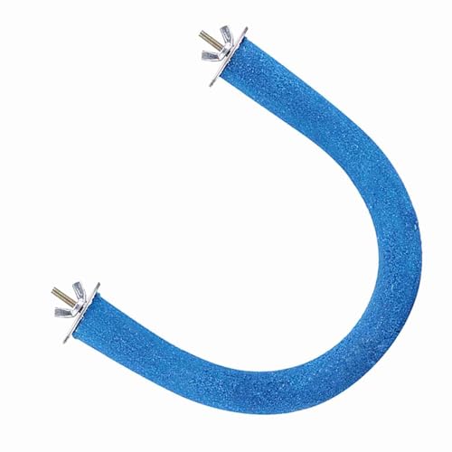 Papageienspielzeug Natürlicher Quarz Sand & Holzvogel Barch Stand für Käfig | Pet Bird Supply -Schnabel & Pfotenschleife | Abnehmbares Rack Blau (Blue) von Saluaqui