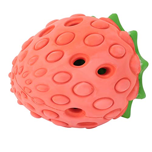 Saluaqui Gute Elastizität Hundezahnreinigungskugeln, Kauspielzeugball, für Hunde Haustiere (Erdbeer-Stil) von Saluaqui