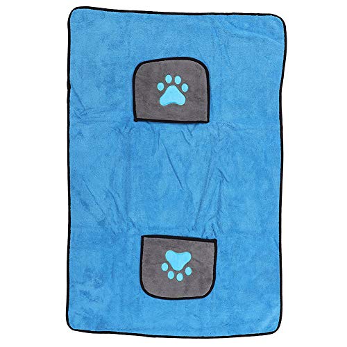 Saluaqui Guter Wasseraufnahmeeffekt Blauer Haustierhandtuchbeutel Entworfenes Badetuch Haustierbadetuch, Plüschtuch für Haustiere Hunde von Saluaqui