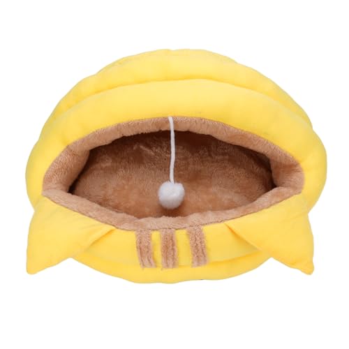 Saluaqui Ultra Soft Plüschkatze Bett, Halb Geschlossene Höhlendesign Haustierhaus, Herbst Winterwärme und Sicherheit mit Abnehmbarer Waschmatte für Cartoon Tier Haustierhaus (M) von Saluaqui
