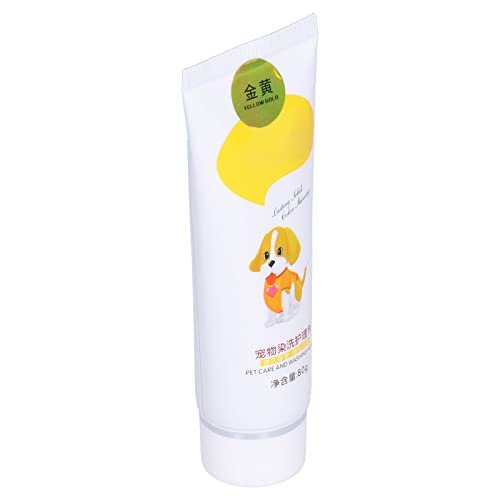 Saluaqui Ungiftige Haustierhaarfarbstoffcreme | Temporäre Färbung für Hunde | Einfach zu Bedienendes Pflegewerkzeug | 80g Schwarz | Sichere und Lustige Farben für Modische Hunde (Gold-gelb) von Saluaqui