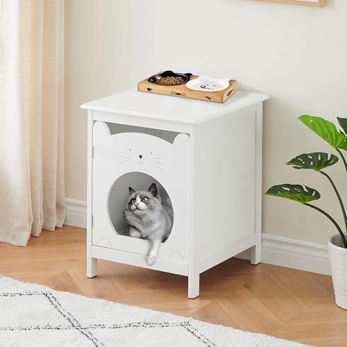 Katzentoilette – Möbel Katzentoilette in kleiner Größe, Katzentoilette aus MDF-Holz – Weiß – Katzenhöhle aus Holz von Salutmeuble