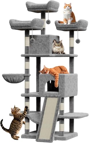Kratzbaum mit mehreren Ebenen, 174 cm hoch, robuster Turm für große Katzen im Innenbereich, mit Condos, Sitzstangen, Sisal-Kratzstangen, Hängematten, Körben, Verwicklungsball und Plattform Kratzbaum mit mehreren Ebenen, 174 cm hoch, robuster Turm für große Katzen im Innenbereich, mit Condos, Sitzstangen, Sisal-Kratzstangen, Hängematten, Körben, Verwicklungsball und Plattform von Salutmeuble