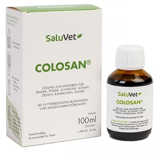 SaluVet ColoSan | 100 ml | Ergänzungsfuttermittel für Pferde, Rinder, Schweine, Schafe, Ziegen, Kaninchen und Hunde | Bei futterbedingten Blähungen und Magen-Darm-Störungen von Saluvet