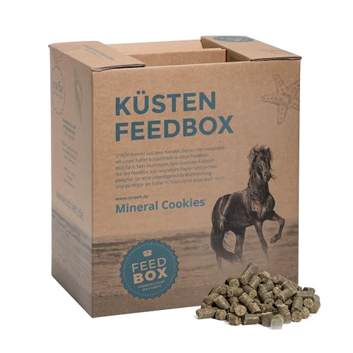 Salvana STRÖH Küsten Mineral Cookies (13kg Feedbox) • Pferdeleckerlis mit Selen, Biotin, Vitamin B2, B6, etc. • Wichtige Spurenelemente & Vitamine für Pferde von Salvana