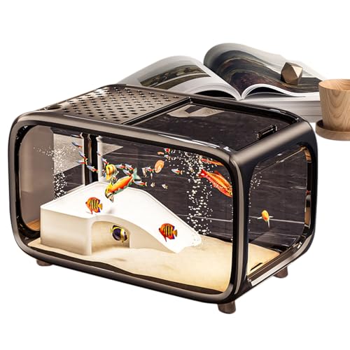 Aquarium Becken,Desktop Fischglas Schildkrötenbecken mit Kletterdekoration | Klarer Acryl Landschaftsbehälter Mit Fütterungsöffnung Für Fische Schildkröten Wassertiere Aquarium Becken,Desktop Fischglas Schildkrötenbecken mit Kletterdekoration | Klarer Acryl Landschaftsbehälter Mit Fütterungsöffnung Für Fische Schildkröten Wassertiere von Salyeeluly