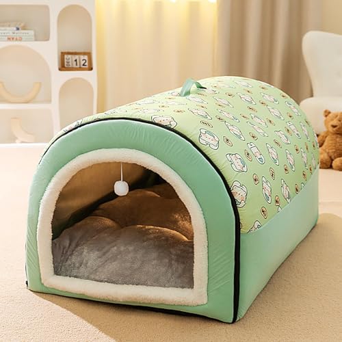 2-in-1-Hundehöhlenbett von Marke mit faltbarer Hundehütte und waschbaren Betten für große Hunde und Hauskatzen von Salyeeluly