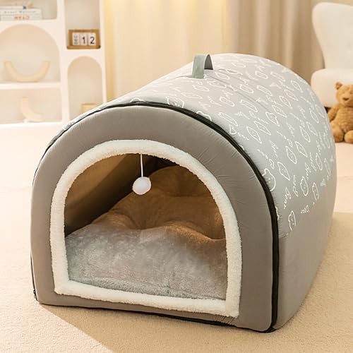 2-in-1-Hundehöhlenbett, faltbar, beruhigende Hundehütte, waschbares Bett für große Hunde und Katzen von Salyeeluly