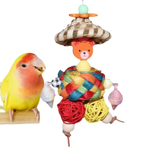 Papageienspielzeug für große Vögel, natürliches -Spielzeug mit Strohhut, Mannform, farbenfroher, interaktiver Nistball für Kinder, Familie, Freunde, Zuhause Papageienspielzeug für große Vögel, natürliches -Spielzeug mit Strohhut, Mannform, farbenfroher, interaktiver Nistball für Kinder, Familie, Freunde, Zuhause von Salyeeluly