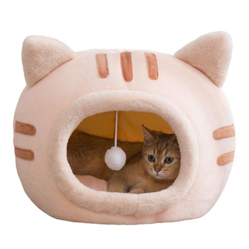Überdachtes Katzenbett | Schönes Haustierbett mit Rutschfester und wasserabweisender Unterseite, maschinenwaschbar,Herbst-Winter-Haustier-Wärmehaus für kleine, mittelgroße Hunde und Katzen von Salyeeluly