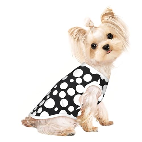 L Pet T-Shirt, atmungsaktiv, ärmellos, Schwarz und Weiß, gepunktet, für kleine bis mittelgroße Katzen, Welpen, Yorkie, Dackel, Französische Bulldogge von SamLng