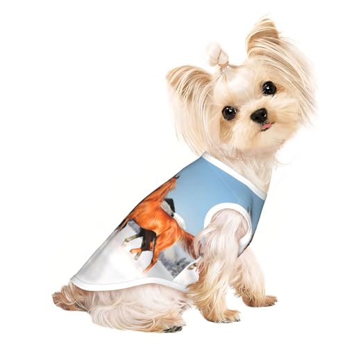 L Pet T-Shirt, atmungsaktiv, ärmellos, hübsches Pferde-Druck, für kleine bis mittelgroße Katzen, Welpen, Yorkie, Dackel, Französische Bulldogge von SamLng