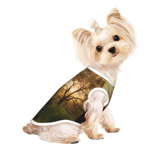 L Pet atmungsaktives ärmelloses T-Shirt mit Bauernhof-Druck, für kleine bis mittelgroße Katzen, Welpen, Yorkie, Dackel, Französische Bulldogge von SamLng