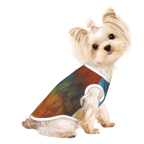 L Pet atmungsaktives ärmelloses T-Shirt mit buntem Aquarell-Tintendruck, kleine bis mittelgroße Katzen, Welpen, Yorkie, Dackel, Französische Bulldogge von SamLng