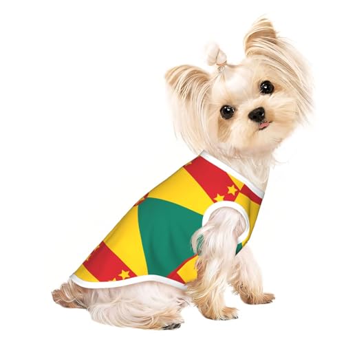 M Pet Atmungsaktives ärmelloses T-Shirt mit Flagge von Grenada – kleine bis mittelgroße Katzen, Welpen, Yorkie, Dackel, Französische Bulldogge von SamLng