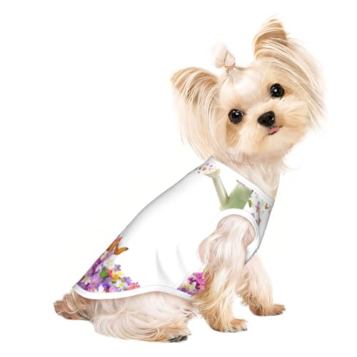 M Pet Atmungsaktives ärmelloses T-Shirt mit Schmetterlings-Blumen-Druck, für kleine bis mittelgroße Katzen, Welpen, Yorkie, Dackel, Französische Bulldogge M Pet Atmungsaktives ärmelloses T-Shirt mit Schmetterlings-Blumen-Druck, für kleine bis mittelgroße Katzen, Welpen, Yorkie, Dackel, Französische Bulldogge von SamLng
