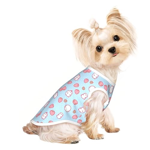 M Pet T-Shirt, atmungsaktiv, ärmellos, Cartoon-Charakter, Erdbeer-Druck, kleine bis mittelgroße Katzen, Welpen, Yorkie, Dackel, Französische Bulldogge M Pet T-Shirt, atmungsaktiv, ärmellos, Cartoon-Charakter, Erdbeer-Druck, kleine bis mittelgroße Katzen, Welpen, Yorkie, Dackel, Französische Bulldogge von SamLng