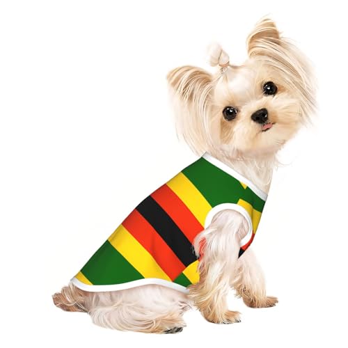 M Pet T-Shirt, atmungsaktiv, ärmellos, Flagge von Simbabwe, für kleine bis mittelgroße Katzen, Welpen, Yorkie, Dackel, Französische Bulldogge von SamLng