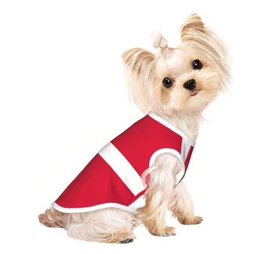 M Pet T-Shirt, atmungsaktiv, ärmellos, dänische Flagge, bedruckt, für kleine bis mittelgroße Katzen, Welpen, Yorkie, Dackel, Französische Bulldogge von SamLng