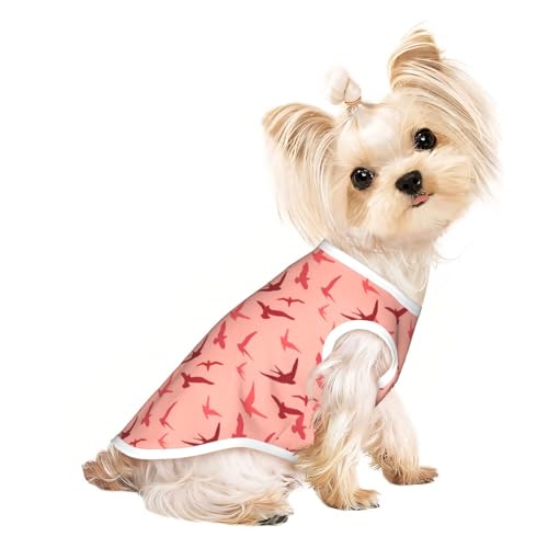 M Pet atmungsaktives ärmelloses Cartoon-Vogel-T-Shirt – kleine bis mittelgroße Katzen, Welpen, Yorkie, Dackel, Französische Bulldogge von SamLng