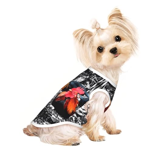 M Pet atmungsaktives ärmelloses T-Shirt mit Huhn-Aufdruck für kleine bis mittelgroße Katzen, Welpen, Yorkie, Dackel, Französische Bulldogge von SamLng