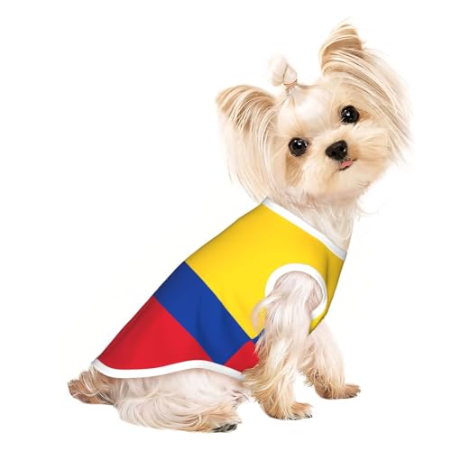M Pet atmungsaktives ärmelloses T-Shirt mit Kolumbien-Aufdruck für kleine bis mittelgroße Katzen, Welpen, Yorkie, Dackel, Französische Bulldogge von SamLng