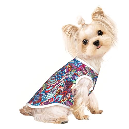 M Pet atmungsaktives ärmelloses T-Shirt mit abstraktem Muster, für kleine bis mittelgroße Katzen, Welpen, Yorkie, Dackel, Französische Bulldogge von SamLng