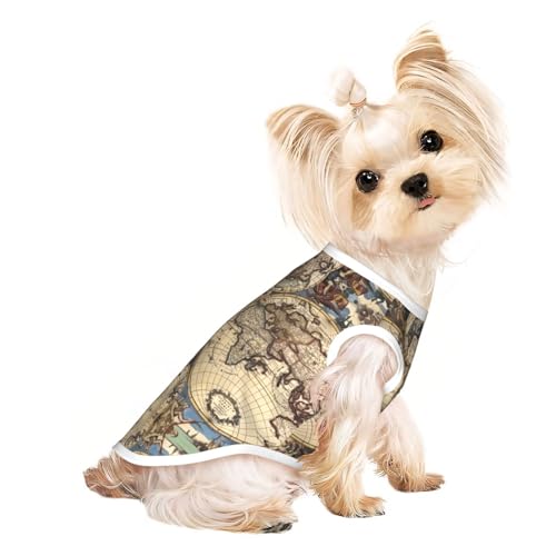 M Pet atmungsaktives ärmelloses T-Shirt mit antiker Weltkugel – kleine bis mittelgroße Katzen, Welpen, Yorkie, Dackel, Französische Bulldogge M Pet atmungsaktives ärmelloses T-Shirt mit antiker Weltkugel – kleine bis mittelgroße Katzen, Welpen, Yorkie, Dackel, Französische Bulldogge von SamLng