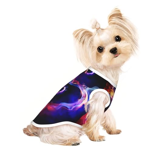 M Pet atmungsaktives ärmelloses T-Shirt mit buntem Herzaufdruck, für kleine bis mittelgroße Katzen, Welpen, Yorkie, Dackel, Französische Bulldogge von SamLng