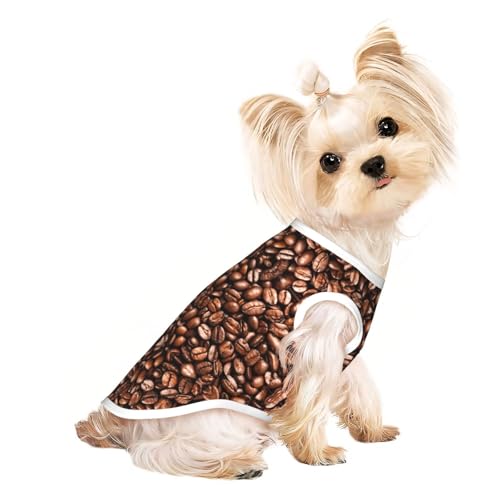 S Pet T-Shirt, atmungsaktiv, ärmellos, lustig, geröstete Kaffeebohnen, kleine bis mittelgroße Katzen, Welpen, Yorkie, Dackel, Französische Bulldogge von SamLng