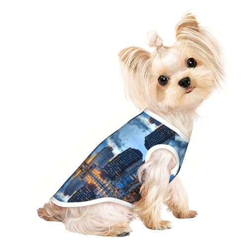 S Pet T-Shirt Chicago Illinois USA Print atmungsaktiv ärmellos kleine bis mittelgroße Katzen, Welpen, Yorkie, Dackel, Französische Bulldogge von SamLng
