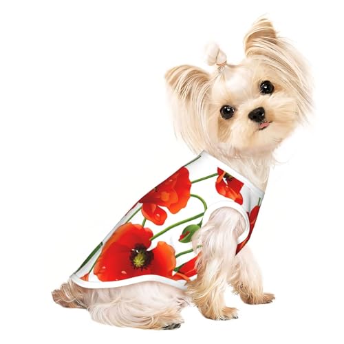 S Pet atmungsaktives ärmelloses T-Shirt mit Blumendruck, für kleine bis mittelgroße Katzen, Welpen, Yorkie, Dackel, Französische Bulldogge von SamLng