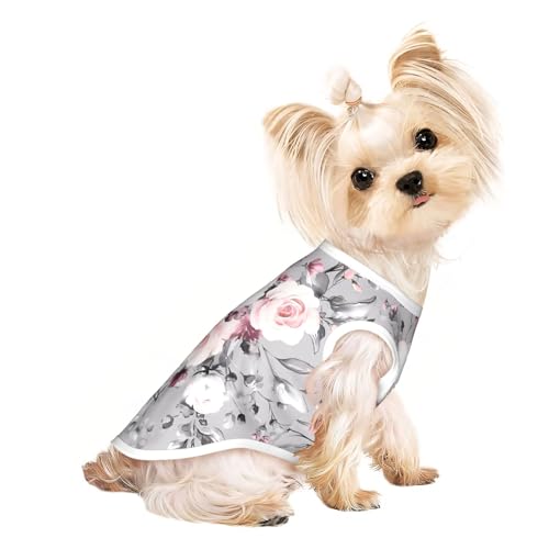 S Pet atmungsaktives ärmelloses T-Shirt mit Blumenmuster, für kleine bis mittelgroße Katzen, Welpen, Yorkie, Dackel, Französische Bulldogge von SamLng