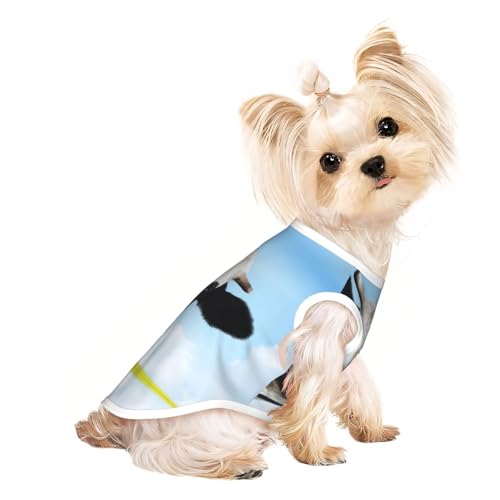 S Pet atmungsaktives ärmelloses T-Shirt mit Kuhmuster – kleine bis mittelgroße Katzen, Welpen, Yorkie, Dackel, Französische Bulldogge von SamLng