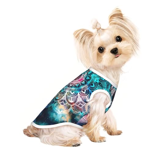 S Pet atmungsaktives ärmelloses T-Shirt mit farbigem Blumendruck, für kleine bis mittelgroße Katzen, Welpen, Yorkie, Dackel, Französische Bulldogge von SamLng