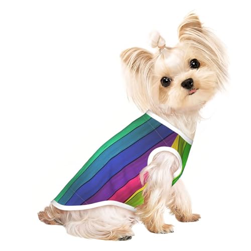 S Pet atmungsaktives ärmelloses T-Shirt mit farbigem Holzdruck, für kleine bis mittelgroße Katzen, Welpen, Yorkie, Dackel, Französische Bulldogge von SamLng
