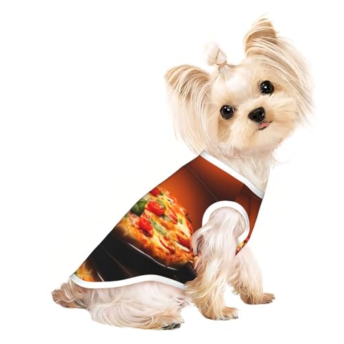 S Pet atmungsaktives ärmelloses T-Shirt mit großem Pizza-Druck, für kleine bis mittelgroße Katzen, Welpen, Yorkie, Dackel, Französische Bulldogge von SamLng