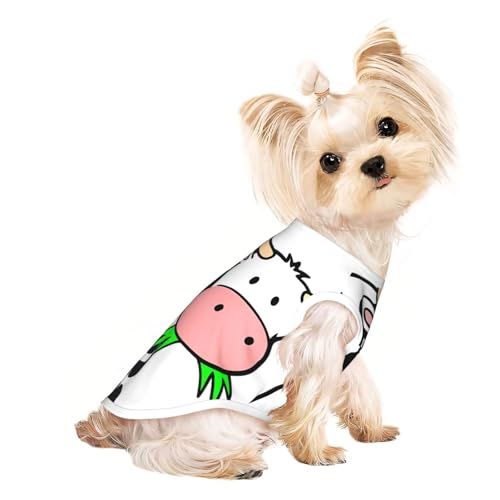 S Pet atmungsaktives ärmelloses T-Shirt mit niedlichem Kuh-Aufdruck – kleine bis mittelgroße Katzen, Welpen, Yorkie, Dackel, Französische Bulldogge von SamLng